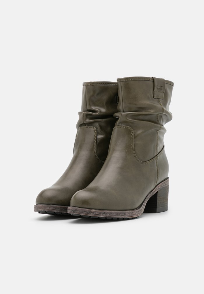 Bottines Anna Field Classiche Block heel Zip UP Vert Olive Femme | ORK-7029311